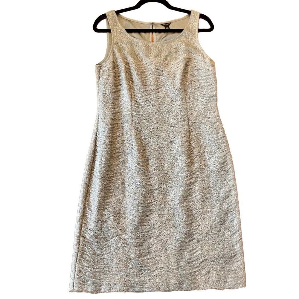 Ann Taylor Metallic Silver Sleeveless Midi Dress